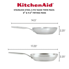 KitchenAid 3-Ply Base Stainless Steel Cookware Induction 2-Piece Fry Pans Set, Brushed Stainless Steel