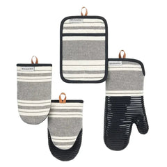 KitchenAid Vintage Stripe Pot Holder and Oven Mitt Set, 4-pack