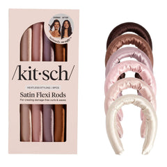 Kitsch Flexi Rods Heatless Hair Curler, Satin Covered Curling Rod, Rosewood 6pcs
