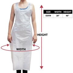 Kleen Chef Disposable Waterproof Poly Aprons, White 100 ct. - USA MEGA SHOP