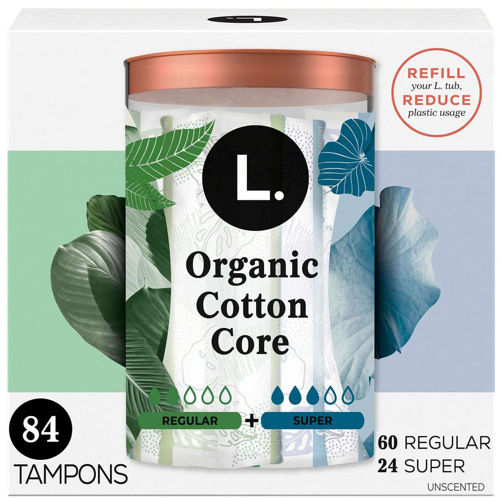 L. Organic Cotton Tampons Duo Pack, Unscented, 84 ct.