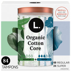 L. Organic Cotton Tampons Duo Pack, Unscented, 84 ct. - USA MEGA SHOP
