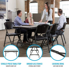 Lifetime 6' Commercial Grade Stacking Folding Table, Assorted Colors