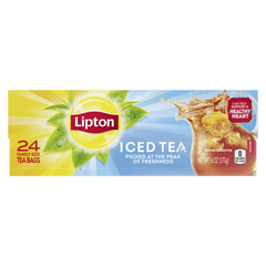 Lipton Family Sized Iced Unsweetened Black Tea, Caffeinated, Tea Bags 24 Count Box