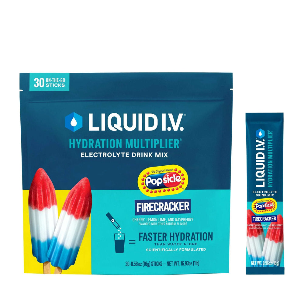 Liquid I.V. Hydration Multiplier, 30 Individual Serving Stick Packs in Resealable Pouch, Firecracker - USA MEGA SHOP