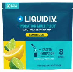 Liquid I.V. Hydration Multiplier, 30 Individual Serving Stick Packs in Resealable Pouch, Lemon Lime