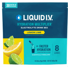 Liquid I.V. Hydration Multiplier, 30 Individual Serving Stick Packs in Resealable Pouch, Lemon Lime - USA MEGA SHOP