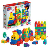 MEGA BLOKS Toy Blocks ABC Musical Train with Sounds and Music (50 Pieces) for Toddler - USA MEGA SHOP