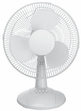Mainstays 12-Inch Table Fan with Adjustable 3-Speed Settings and Oscillation, White, FT30-8MBWV