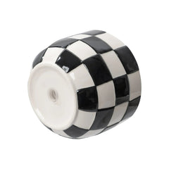 Mainstays Lennon Round Black Checkered Ceramic Planter