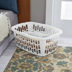 Mainstays Small 1.5 Bushel Rectangular Laundry Basket, Ideal for Basic Laundry Needs, White