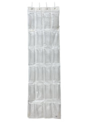 Mainstays 24 Pocket Clear Over the Door Non Woven Closet Shoe Organizer Shelf - Arctic White