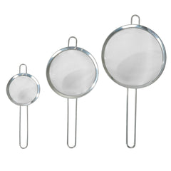 Mainstays 3 Pack Premium Stainless Steel Fine Mesh Strainers, 4", 6", and 8", Silver