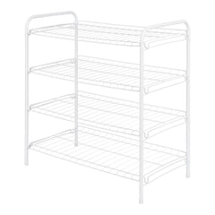 Mainstays Steel Wire Shoe Organizer, 4-Tiers, 12 Shoe Pair Capacity, Durable Shoe Rack, White