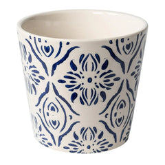 Mainstays 6" x 6" x 5.5" Round Blue Ceramic Medallion Plant Planter