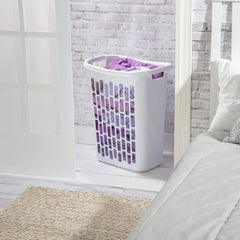 Mainstays Rectangular Open Plastic Hamper, for Narrow Spaces, White, Adult