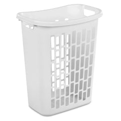 Mainstays Rectangular Open Plastic Hamper, for Narrow Spaces, White, Adult