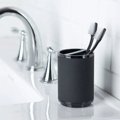 Mainstays Soft Touch Black Plastic Toothbrush Holder for Adults and Kids