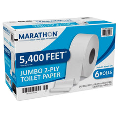 Marathon Jumbo Roll Bath Tissue, 2-Ply, 900 ft Rolls, 6 Rolls - USA MEGA SHOP