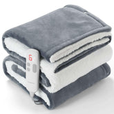 MaxKare 50" x 60" Electric Throw Blanket with 6 Heating Levels & 1-5H Auto-off, Machine Washable Flannel & Sherpa, Gray & White - USA MEGA SHOP