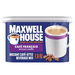 Maxwell House Mezcla de Bebida Instantánea Estilo Café, Fácil de Preparar, 1 Bote, para un Café Rápido por la Mañana o un Gusto por la Tarde, Café Francés, Lácteo Kosher, 7.6 oz (El empaque puede variar)