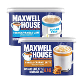 Maxwell House Vanilla Caramel Latte Mix, 8.7 oz + French Vanilla Café-Style Instant Coffee Beverage Mix, 4.3 oz, (Variety Pack)