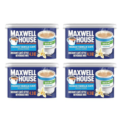 Maxwell House Instant Cafe-Style Beverage Mix, Decaf and Sugar Free, Easy to Prepare, 1 Canister, for Quick Morning Coffee or Afternoon Treat, French Vanilla Cafe, Kosher Dairy, 4.3 oz