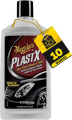 Meguiar's PlastX Clear Plastic Polish, Fast & Easy Clear Plastic Restorer for Headlights, Taillights, Soft Top Windows, and More, Remove Scratches, Cloudiness, Yellowing, and Oxidation, 10 oz.