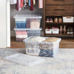 Member's Mark 60 Quart Clear Storage Tote, 17.2" D x 25.7" W x 12.0" H, 1 pack or 4 pack