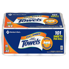 Member's Mark Full Sheet 2-Ply Paper Towel 15 rolls, 101 sheets/roll - USA MEGA SHOP