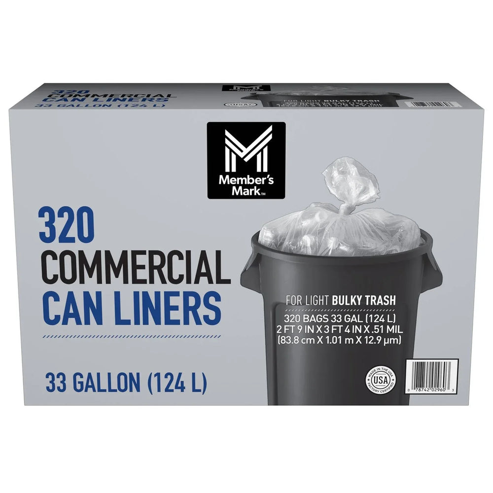 Member's Mark 33 Gallon Commercial Can Liners, 320 ct. - USA MEGA SHOP
