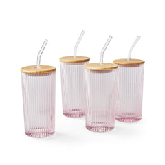 Member's Mark 4-Pack Glass Tumblers with Bamboo Lids