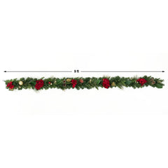 Member's Mark 9' Red Pre-Lit Decorated Garland - USA MEGA SHOP