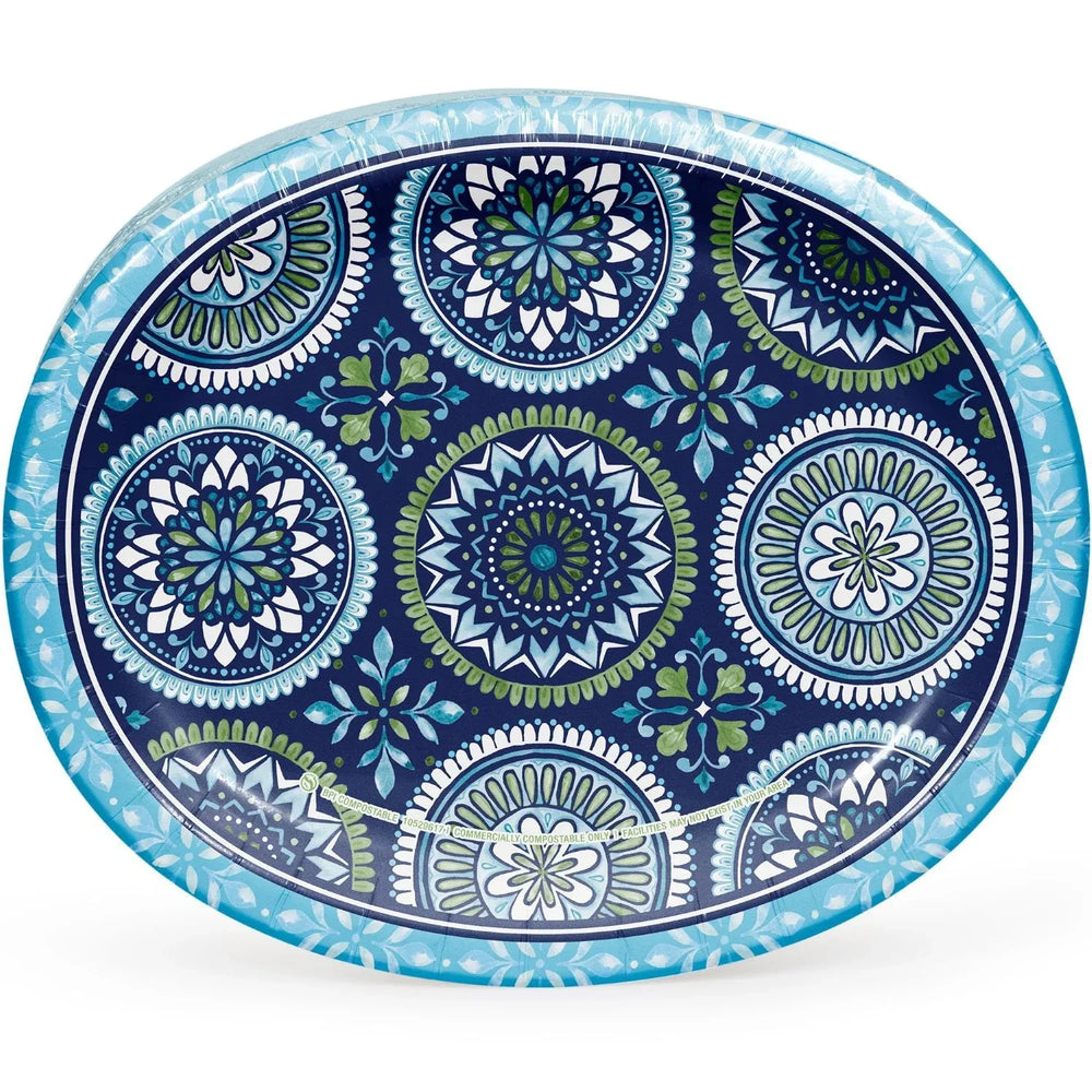 Member's Mark Mosaic Medallions Oval Paper Plates, 10" x 12", 50 ct. - USA MEGA SHOP