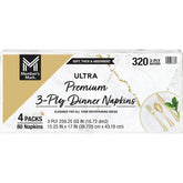 Member's Mark Ultra Premium 3-Ply White Dinner Napkins, 4 pks., 80 napkins/pk. - USA MEGA SHOP