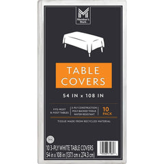 Member's Mark White 3-Ply Tissue Tablecovers, 54" x 108", 10 pk. - USA MEGA SHOP
