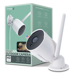 Merkury Smart Outdoor Camera 1080p – Weatherproof Security Camera with Night Vision, White (1-Pack)