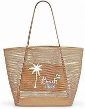 Mesh Beach Tote Bag, Extra Large, Waterproof Inner Pocket, Perfect for Beach, Pool, Travel & Family, Brown