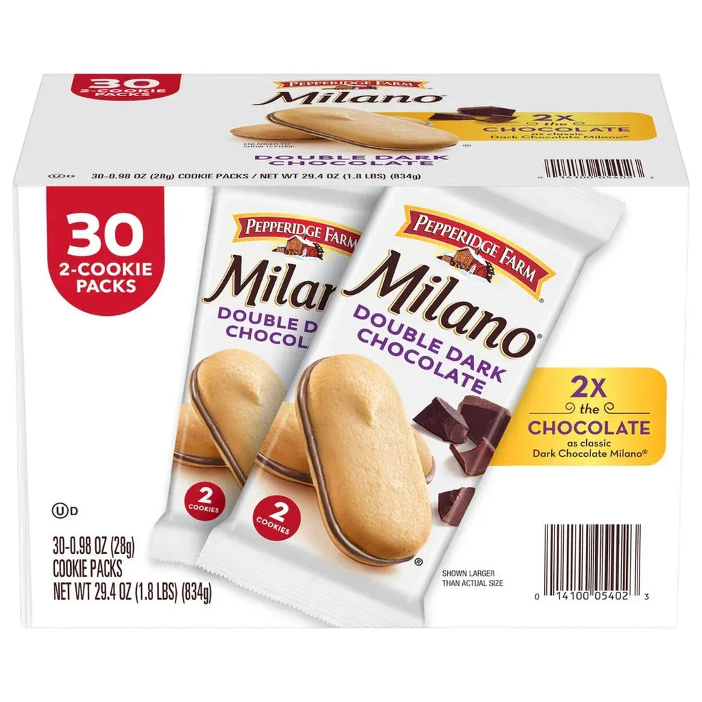 Milano Cookies, Double Dark Chocolate, 0.98 oz, 30-count - USA MEGA SHOP