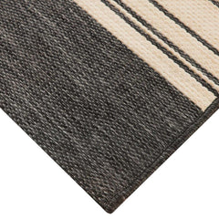 Mineral Springs Outdoor Area Rug Huntington Stripe, Black & Ivory - USA MEGA SHOP
