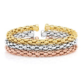 Mosaic Chain Bangle Bracelet Set in Sterling Silver & 18K Gold Plated - USA MEGA SHOP