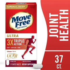 Move Free Ultra Triple Action Joint Health Supplement with Type II Collagen, Boron & Hyaluronic Acid, 37 Tablets