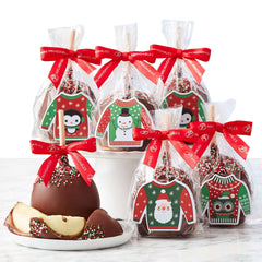 Mrs. Prindables Christmas Sweater Chocolate Caramel Apples, 6-pack, 4.5 lbs Total - USA MEGA SHOP