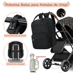 Multi-Function Waterproof Diaper Bag Backpack, 16 Pockets, Changing Pad, Anti-Theft Design, Unisex, Large (Black) - Brands For Less USA