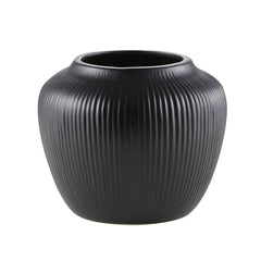 My Texas House 5" White Distressed Stripe Round Stoneware Vase