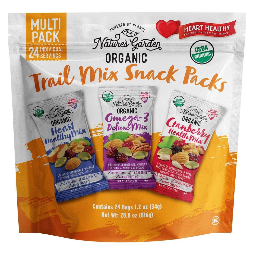 Nature's Garden Organic Trail Mix Snack Packs, Variety Pack, 1.2 oz, 24-count - USA MEGA SHOP