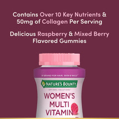 Nature's Bounty Optimal Solution Women's Multivitamin Gummies, 50 mg Collagen, Cellular Energy, Immune & Bone Support, Mixed Berry & Raspberry Flavor, 140 Count - USA MEGA SHOP