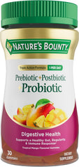 Nature’s Bounty Pre + Pro + Postbiotic Gummies for Digestive Health, Immune Support - Probiotic Gummies for Gut Health, Tropical Mango Flavor, 30 Ct