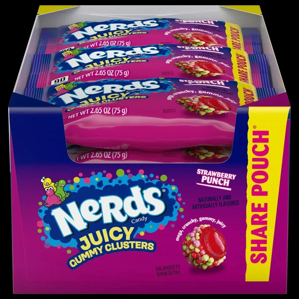 Nerds Juicy Gummy Clusters, Strawberry Punch, 2.65 oz, 12-count - USA MEGA SHOP