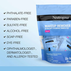 Neutrogena Cleansing Makeup Remover Wipes, Individually Wrapped Facial Wipes, 20 Count
